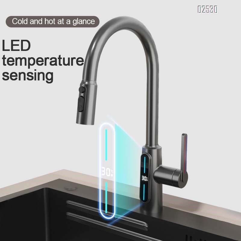 Modern minimalist digital kitchen pull-out faucet  home wash basin cold and hot basin wash kitchen faucet