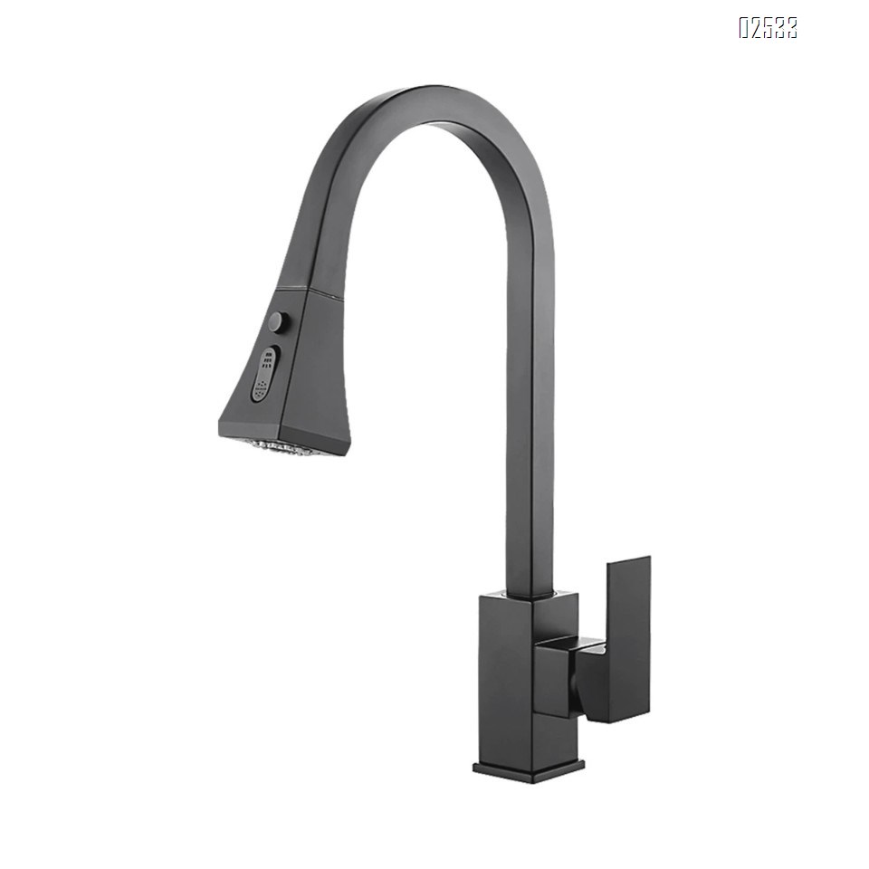 Pull-out kitchen faucet with cold and hot water sink and vegetable basin extendable stainless steel swivel faucet