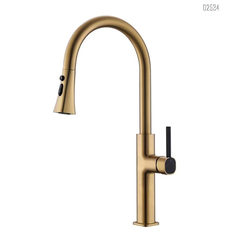 Zinc alloy kitchen faucet home sink light luxury design cold and hot pull-out kitchen faucet