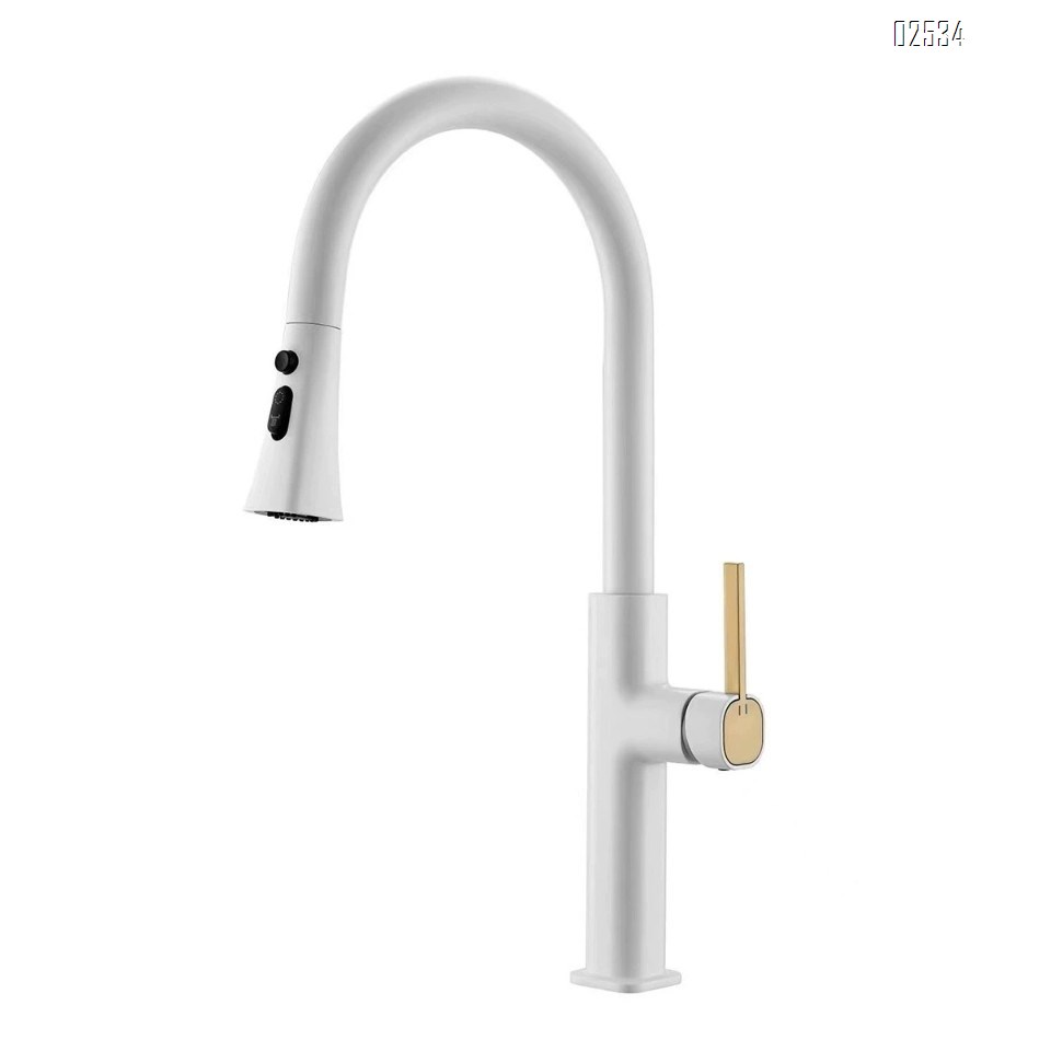 Zinc alloy kitchen faucet home sink light luxury design cold and hot pull-out kitchen faucet