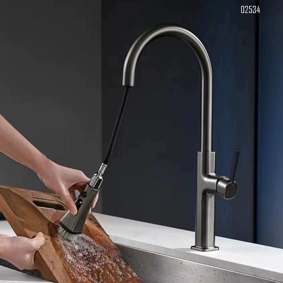 Zinc alloy kitchen faucet home sink light luxury design cold and hot pull-out kitchen faucet