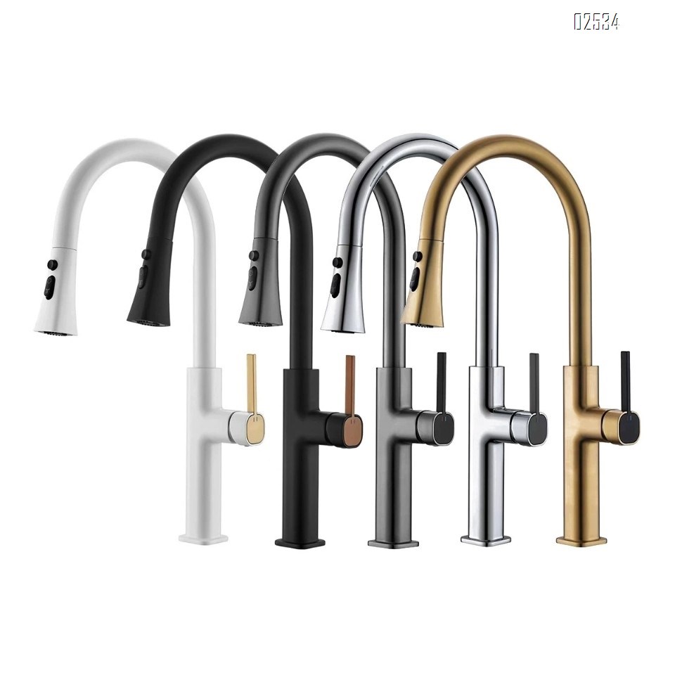 Zinc alloy kitchen faucet home sink light luxury design cold and hot pull-out kitchen faucet