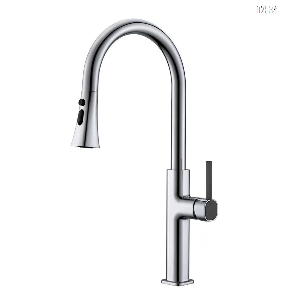 Zinc alloy kitchen faucet home sink light luxury design cold and hot pull-out kitchen faucet