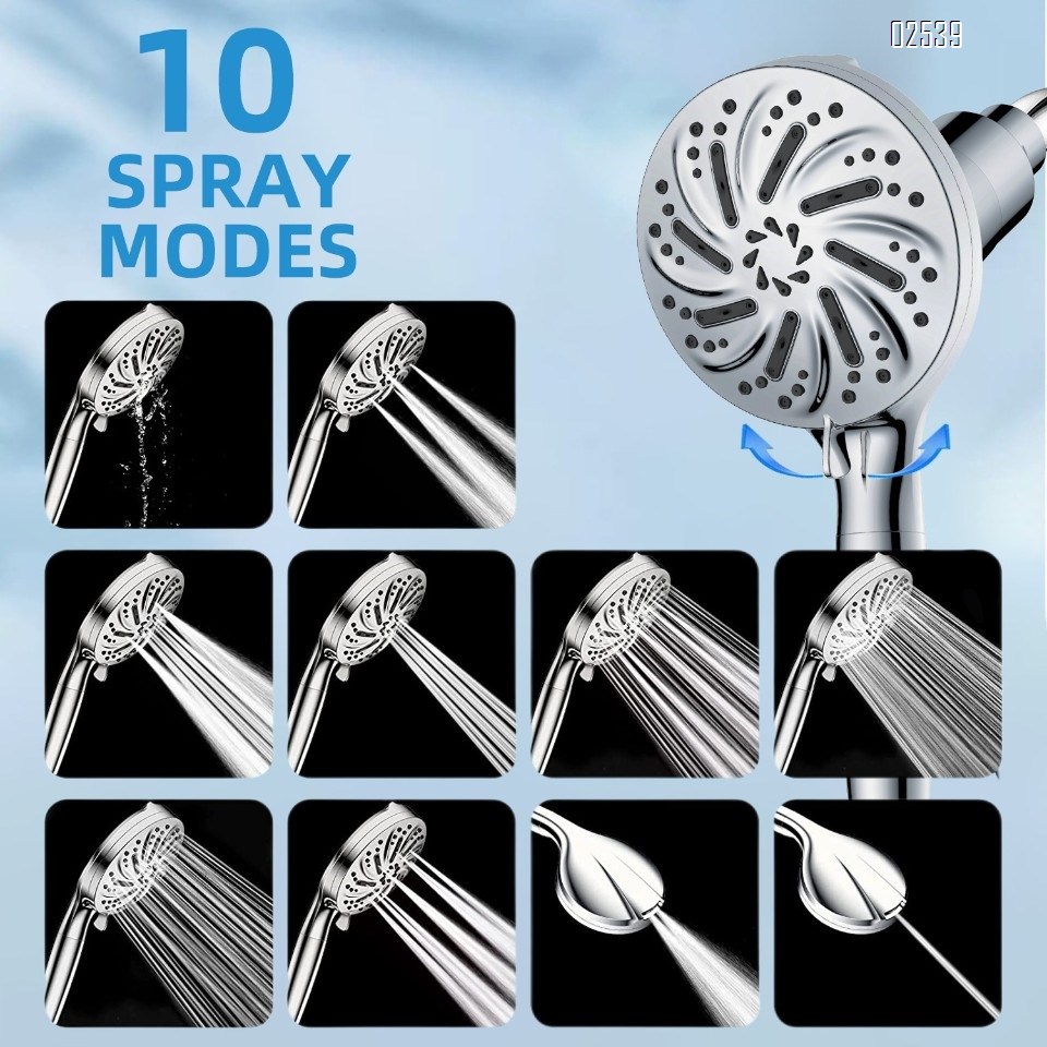 Filtered Handheld Shower Head Set 10 Spray Modeswith Magnetic Guidance Docking System  Anti Clog Nozzles for Hard Water