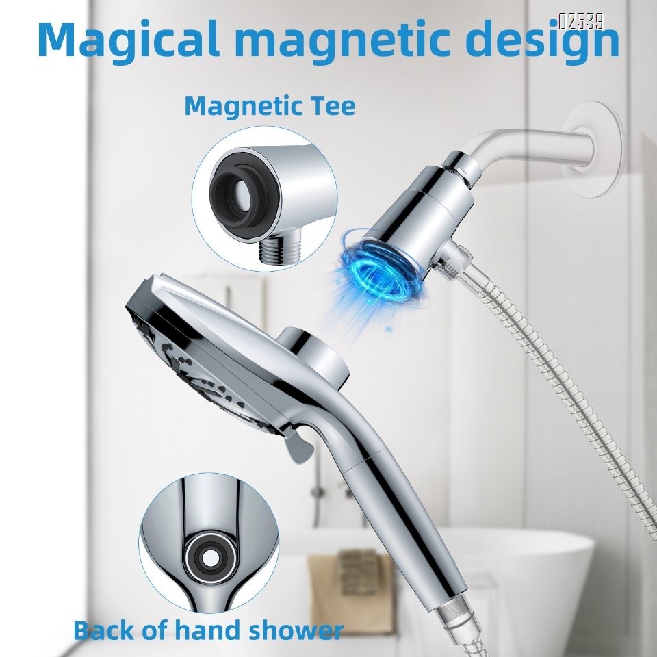Filtered Handheld Shower Head Set 10 Spray Modeswith Magnetic Guidance Docking System  Anti Clog Nozzles for Hard Water