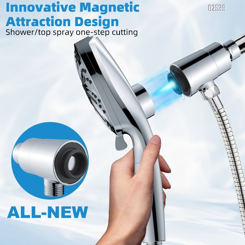 Filtered Handheld Shower Head Set 10 Spray Modeswith Magnetic Guidance Docking System  Anti Clog Nozzles for Hard Water
