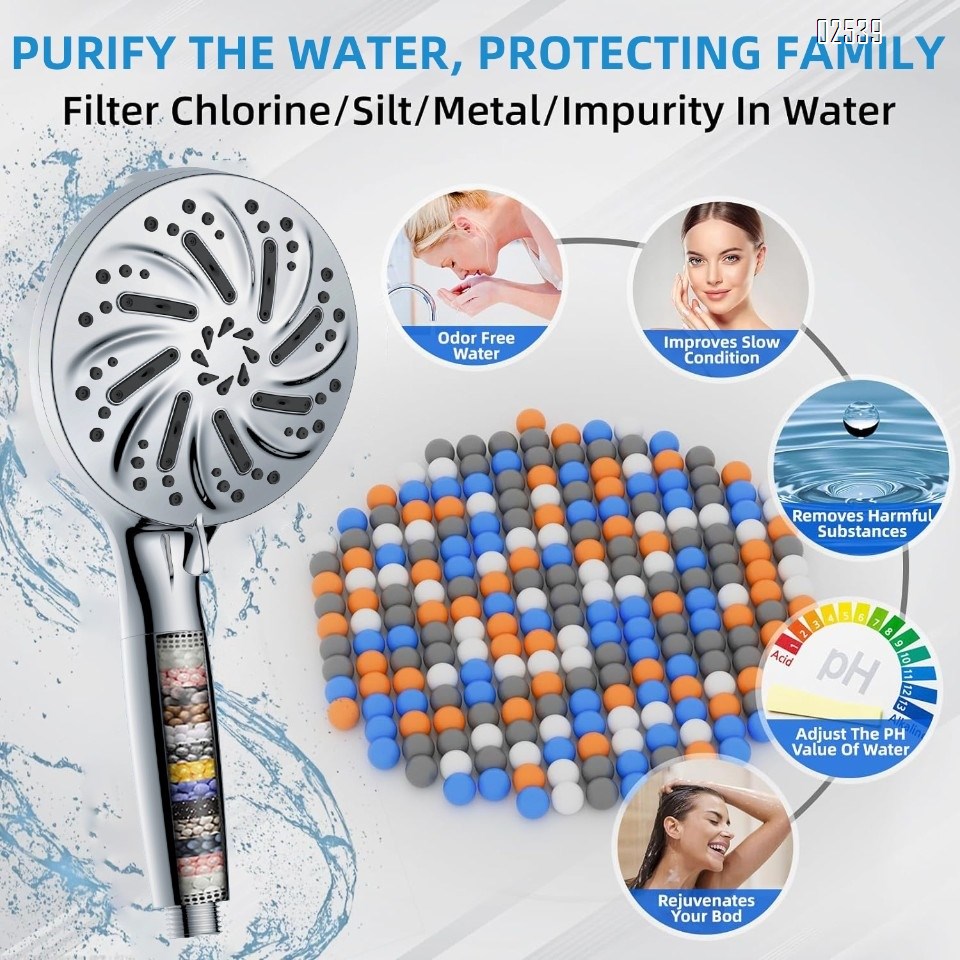 Filtered Handheld Shower Head Set 10 Spray Modeswith Magnetic Guidance Docking System  Anti Clog Nozzles for Hard Water