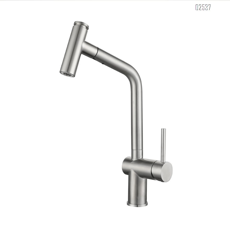Simple four-way pull-out faucet 304 stainless steel  brushed finish kitchen faucet
