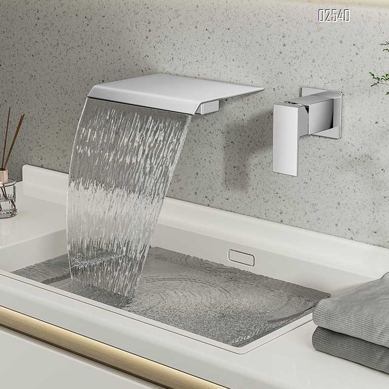Bathroom wash basin cold and hot water faucet concealed basin faucet on the bathroom wash wall-mounted basin faucet