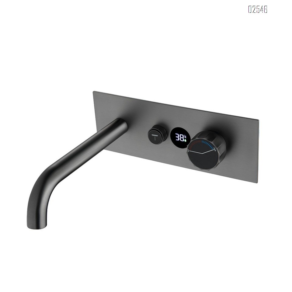 Gun gray digital display wall-mounted basin faucet home constant temperature embedded basin faucet