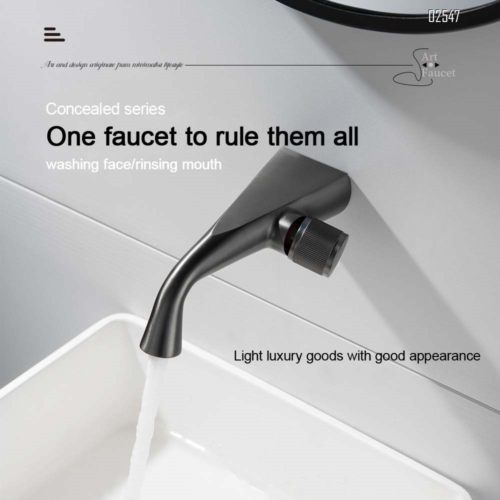 Wall-mounted faucet with ceramic disc valve core hidden installation temperature-controlled mixing valve basin faucet