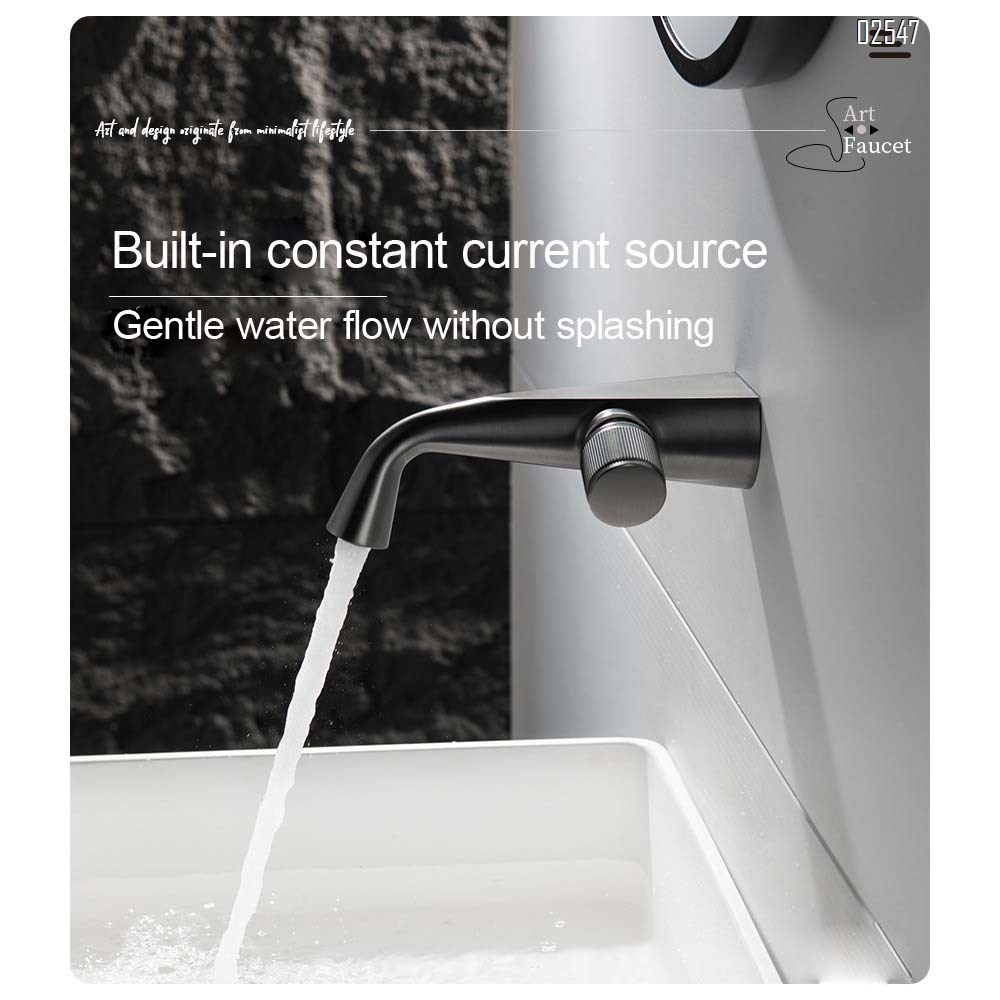 Wall-mounted faucet with ceramic disc valve core hidden installation temperature-controlled mixing valve basin faucet