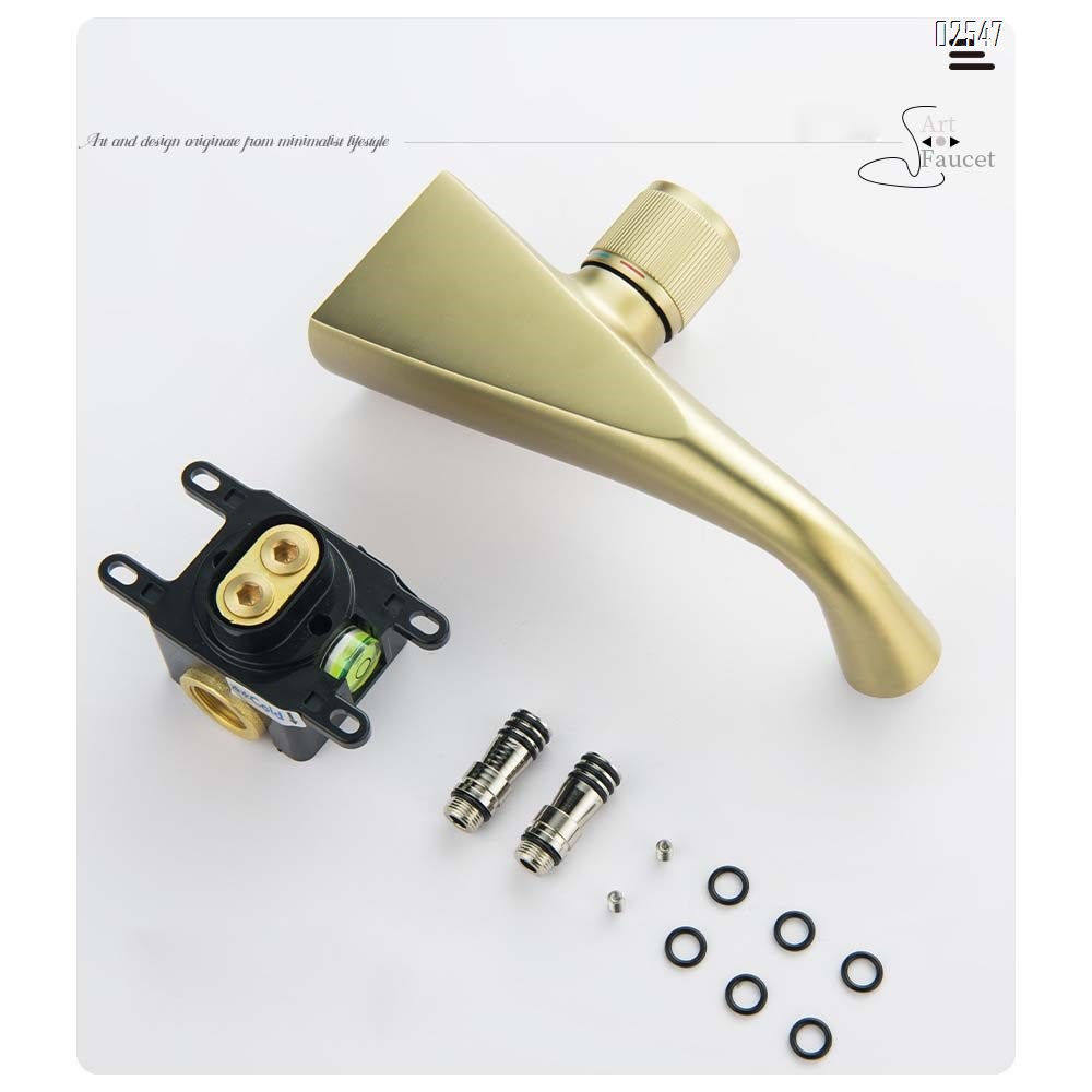 Wall-mounted faucet with ceramic disc valve core hidden installation temperature-controlled mixing valve basin faucet