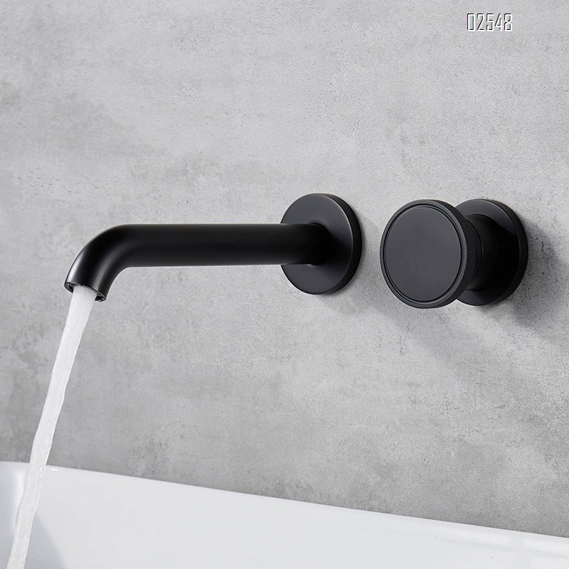 Bathroom hidden basin faucet gunmetal gray single handle cold and hot water mixing valve hidden wall faucet