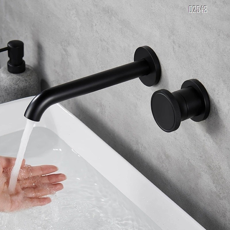 Bathroom hidden basin faucet gunmetal gray single handle cold and hot water mixing valve hidden wall faucet