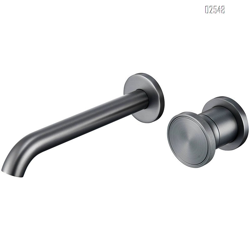 Bathroom hidden basin faucet gunmetal gray single handle cold and hot water mixing valve hidden wall faucet