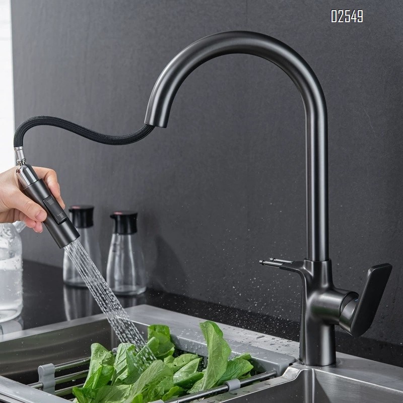 Bathroom hidden basin faucet gunmetal gray single handle cold and hot water mixing valve hidden wall faucet