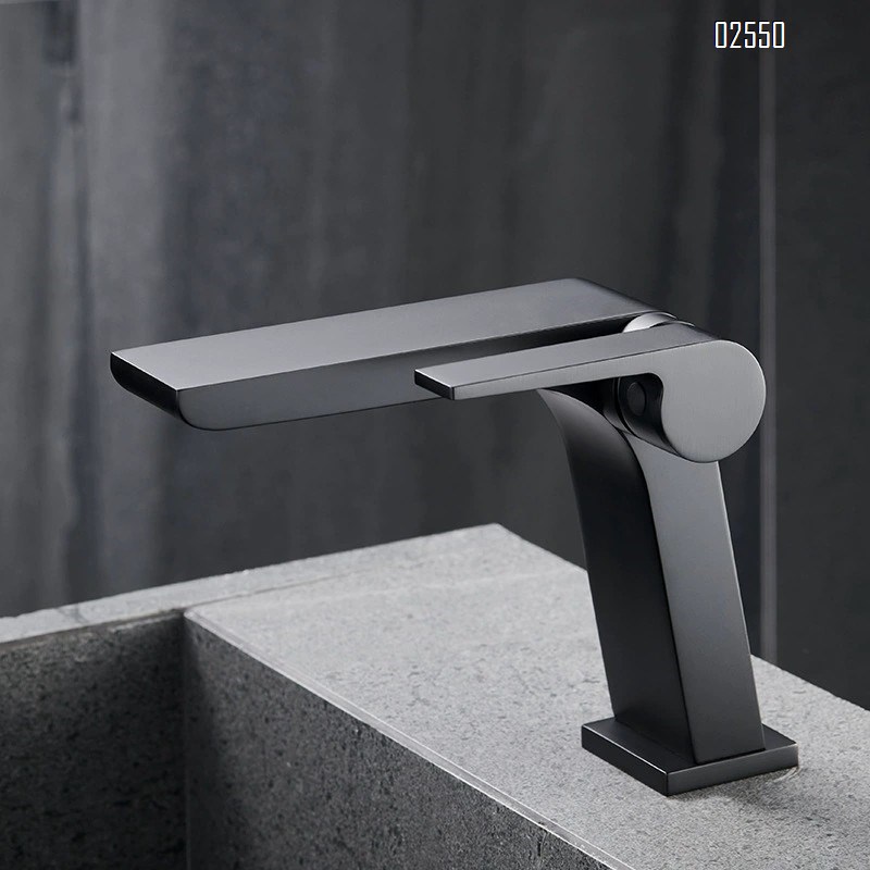 Gunmetal gray all-Brass faucet cold and hot double control basin bathroom counter basin side switch under-sink basin faucet