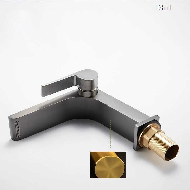 Gunmetal gray all-Brass faucet cold and hot double control basin bathroom counter basin side switch under-sink basin faucet