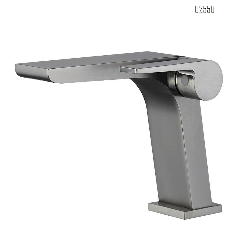 Gunmetal gray all-Brass faucet cold and hot double control basin bathroom counter basin side switch under-sink basin faucet