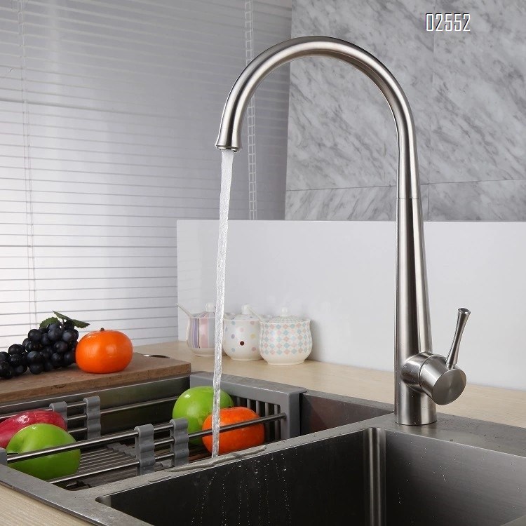 Brass brushed kitchen faucet modern home sink cold and hot water tap