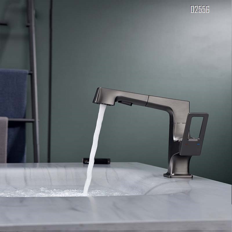 Pull-out multi-functional kitchen faucet with swivel and telescopic cold and hot water tap