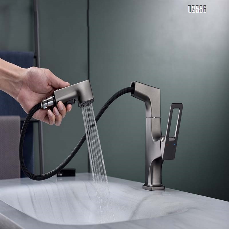Pull-out multi-functional kitchen faucet with swivel and telescopic cold and hot water tap