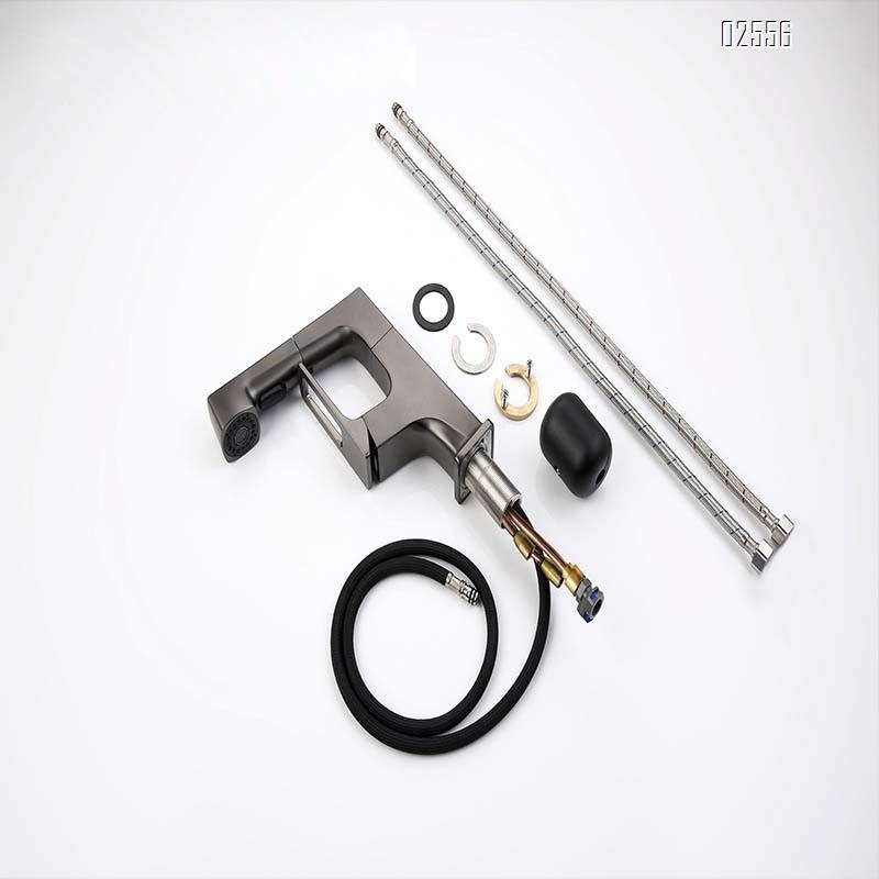 Pull-out multi-functional kitchen faucet with swivel and telescopic cold and hot water tap