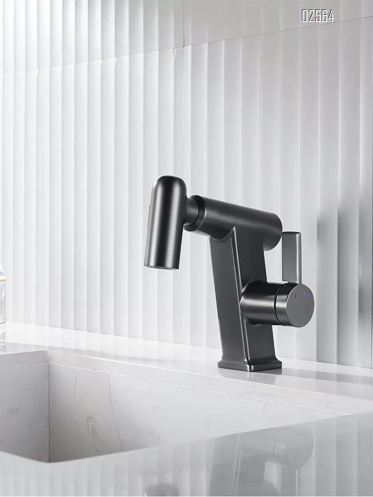 Gun Grey multi-functional pull-out basin faucet microphone-style bathroom wash basin faucet
