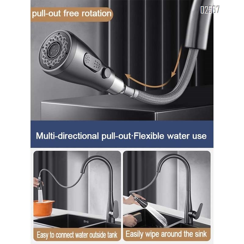 Brass home pull-out sink home with universal joint and telescopic kitchen faucet for both cold and hot water  faucet