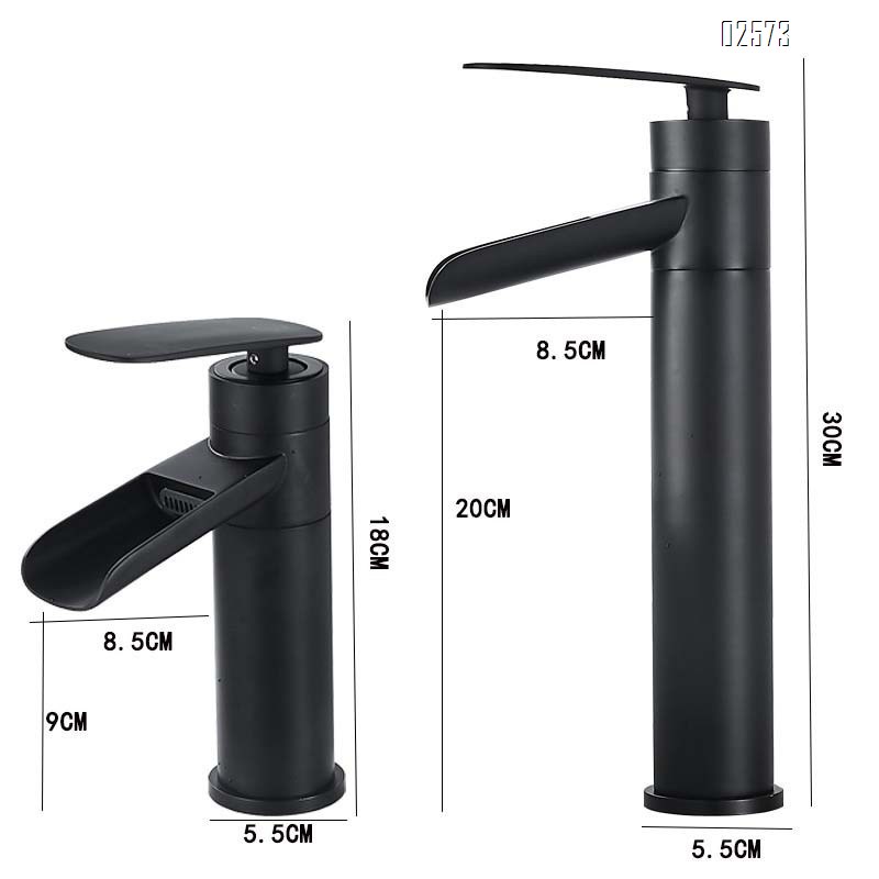 Black waterfall faucet bathroom countertop basin wash basin faucet copper rotatable basin faucet