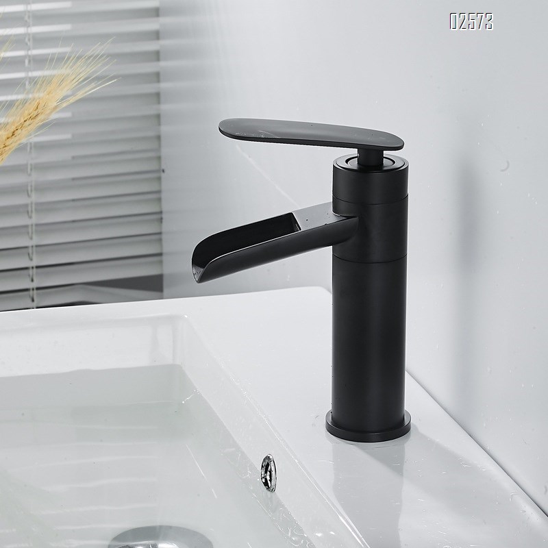 Black waterfall faucet bathroom countertop basin wash basin faucet copper rotatable basin faucet