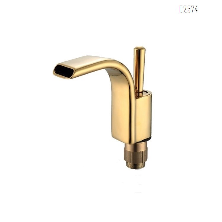 Golden waterfall faucet Nordic style full Brass basin faucet bathroom wash basin faucet wash basin faucet