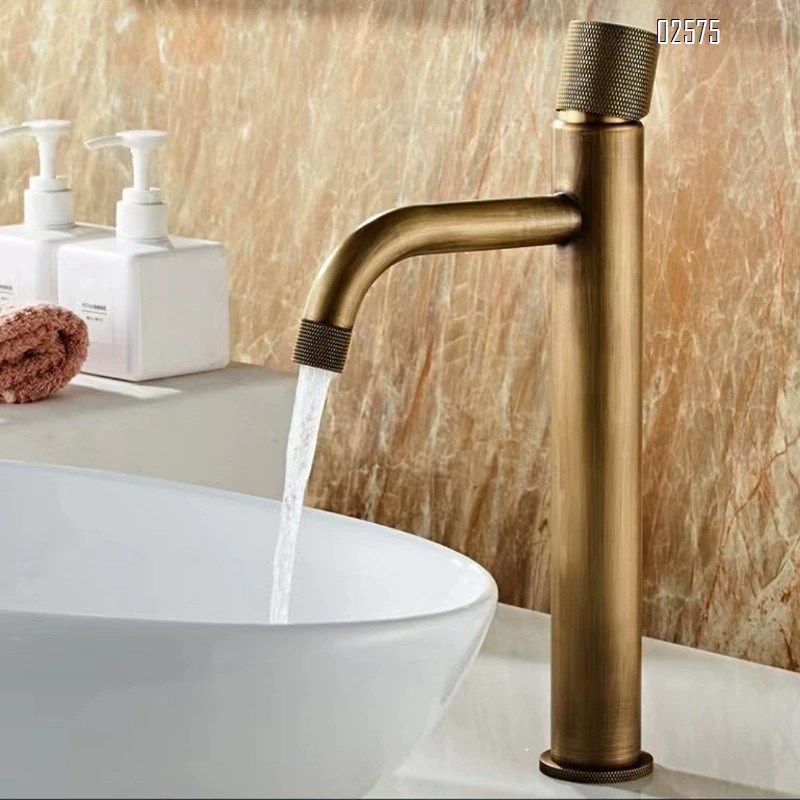 Brass antique faucet basin cold and hot European style above basin wash basin faucet bathroom cabinet balcony faucet
