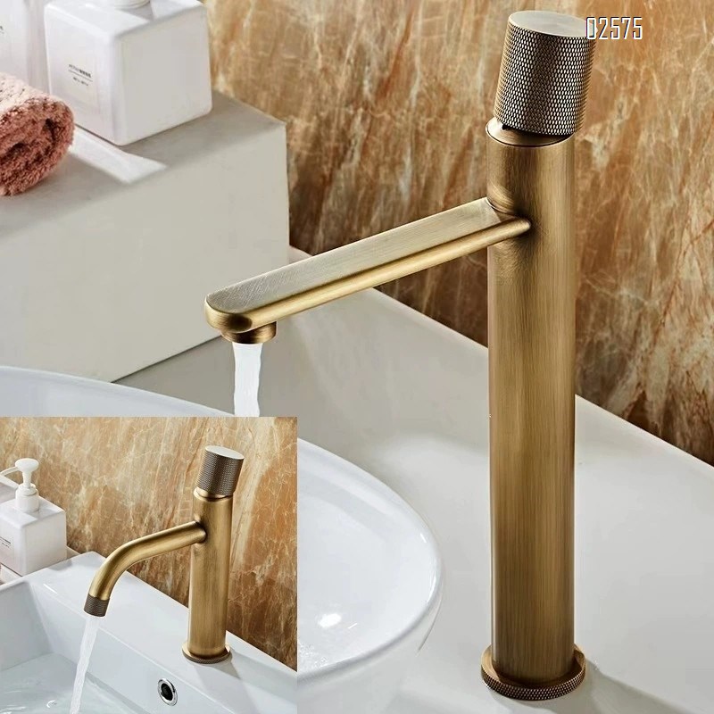 Brass antique faucet basin cold and hot European style above basin wash basin faucet bathroom cabinet balcony faucet