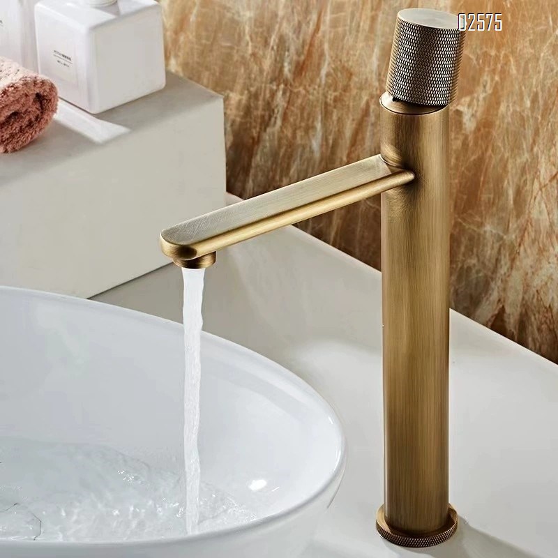 Brass antique faucet basin cold and hot European style above basin wash basin faucet bathroom cabinet balcony faucet