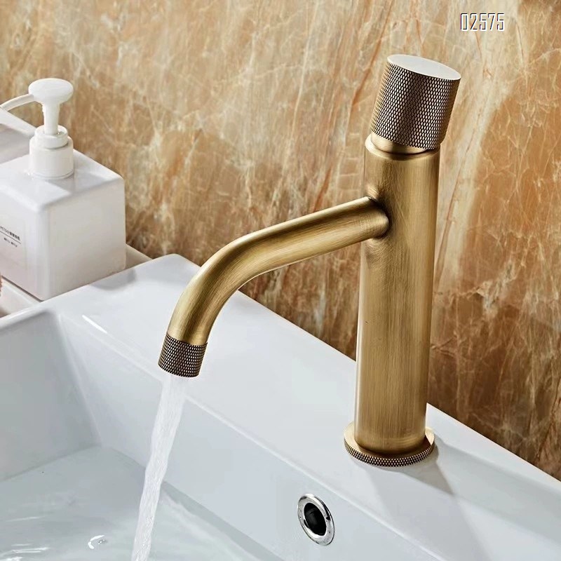 Brass antique faucet basin cold and hot European style above basin wash basin faucet bathroom cabinet balcony faucet