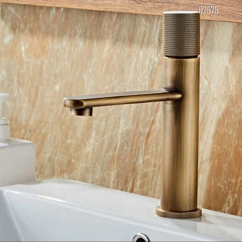 Brass antique faucet basin cold and hot European style above basin wash basin faucet bathroom cabinet balcony faucet