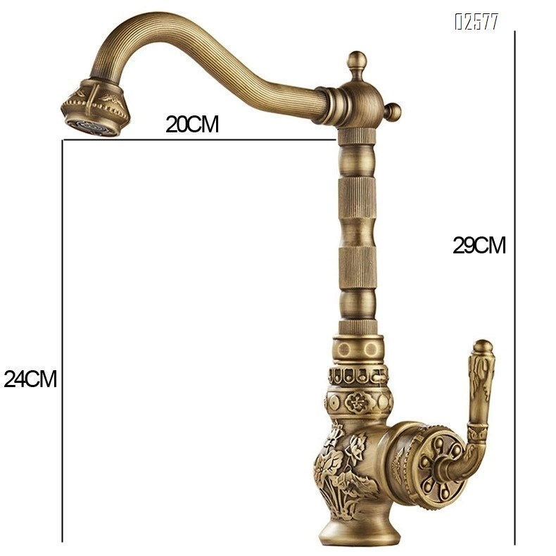 Antique-style all-Brass three-dimensional relief cold and hot water faucet for home wash basin vintage bathroom faucet