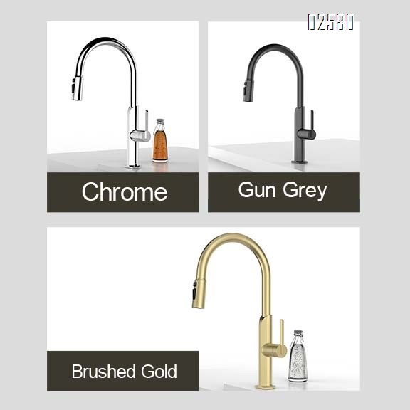 Brass gun gray pull-down cold and hot sink home multi-functional kitchen extendable sink dish pool faucet