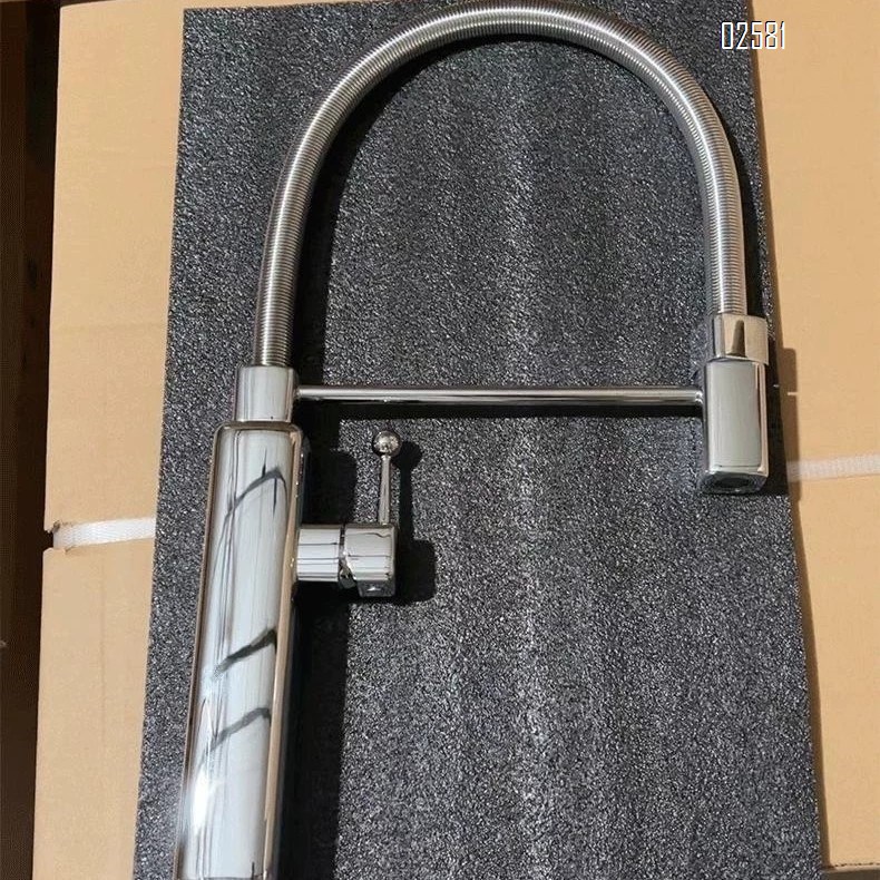 Brass vintage style rotating and extendable with sprayer pull-down kitchen faucet