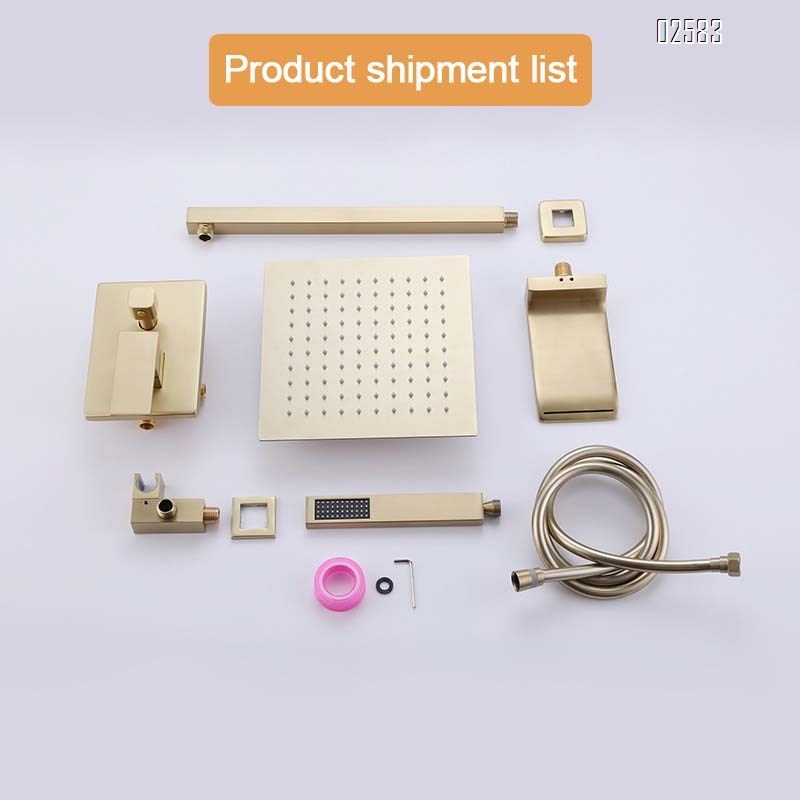 Brass concealed shower head set with three functions and pressure shower head for cold and hot concealed shower