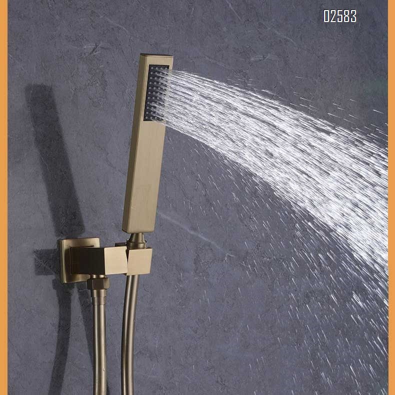 Brass concealed shower head set with three functions and pressure shower head for cold and hot concealed shower