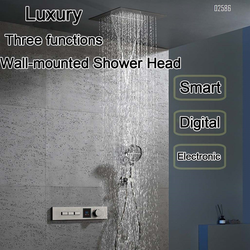 New all-Brass wall-mounted hidden shower set embedded constant temperature shower hidden shower head waterfall water outlet