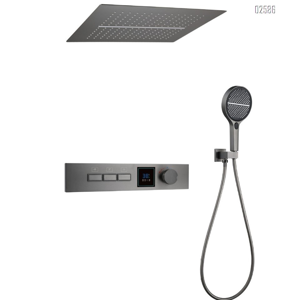 New all-Brass wall-mounted hidden shower set embedded constant temperature shower hidden shower head waterfall water outlet