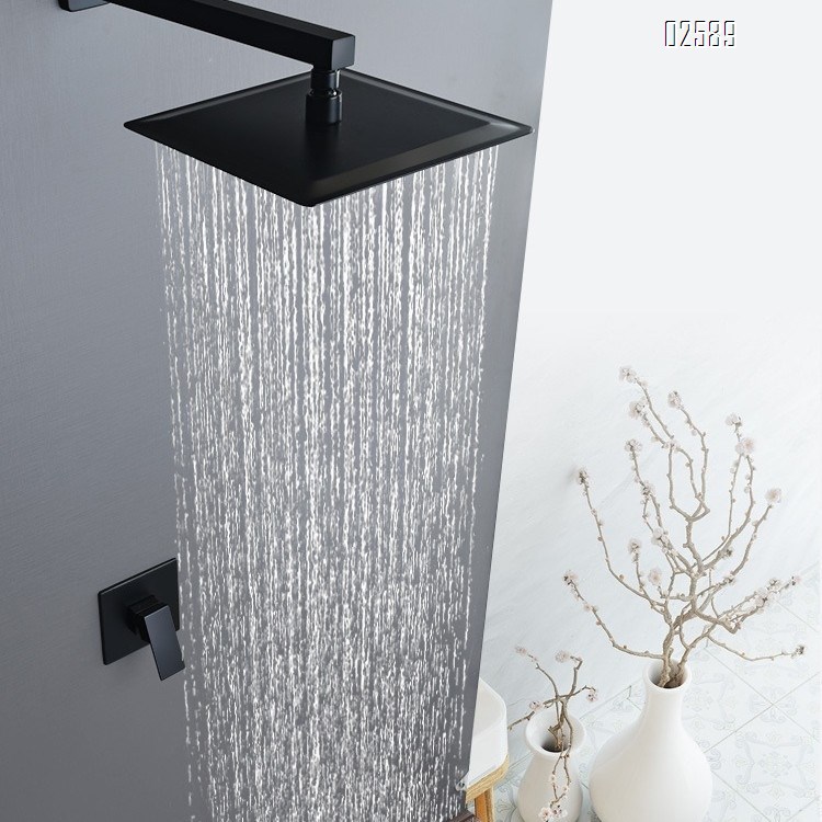 Square concealed wall-mounted shower head with single function embedded in the wall for hotels cold and hot