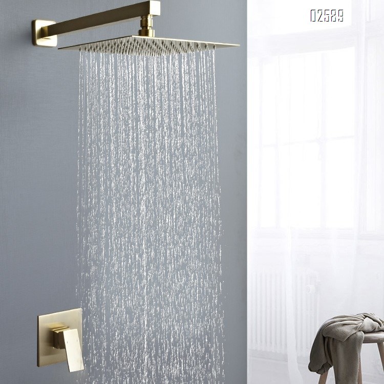 Square concealed wall-mounted shower head with single function embedded in the wall for hotels cold and hot