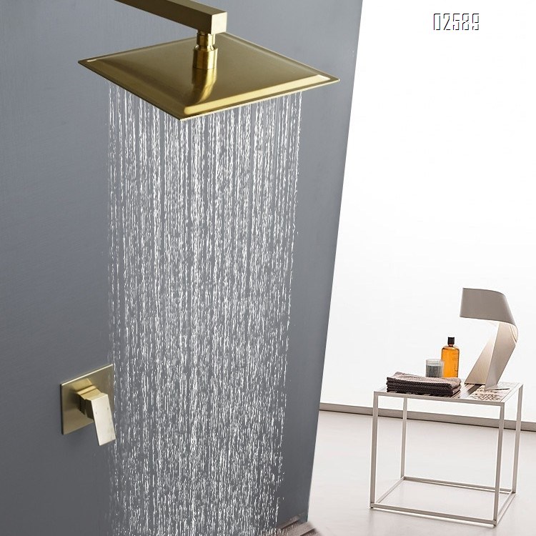 Square concealed wall-mounted shower head with single function embedded in the wall for hotels cold and hot