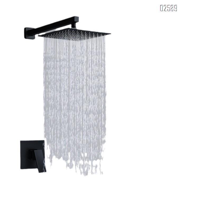 Square concealed wall-mounted shower head with single function embedded in the wall for hotels cold and hot