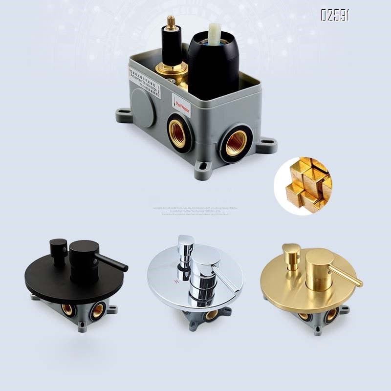 Golden concealed shower head set all-Brass nozzle cold and hot water mixing valve wall-mounted shower head